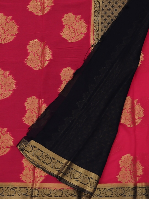 

Pothys Pink & Black Poly Georgette Woven Design Saree