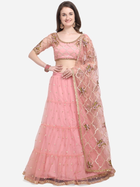 

RIYA Pink Semi-Stitched Lehenga & Blouse with Dupatta