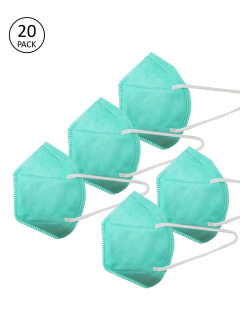 

Swiss Design Unisex 20 Pcs Green Solid 5-Ply Disposable N95 Masks