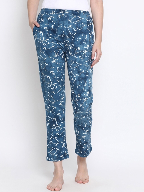 

Clovia Women Blue & White Tie-Dye Print Lounge Pants