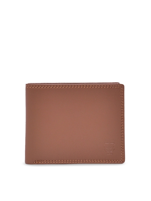 

TRENDERS Men Camel Brown Solid Leather Two Fold Wallet