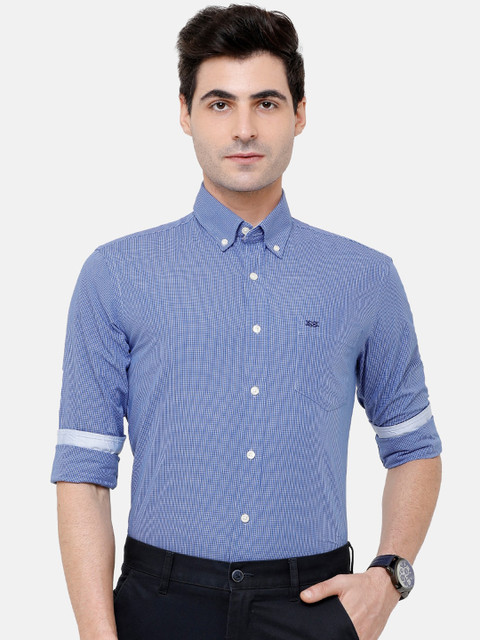 

Double Two Men Blue Comfort Slim Fit Checked Formal Shirt