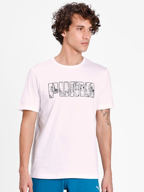 

Puma Men White Printed Round Neck T-shirt