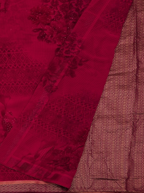 

Pothys Maroon Printed Poly Georgette Saree