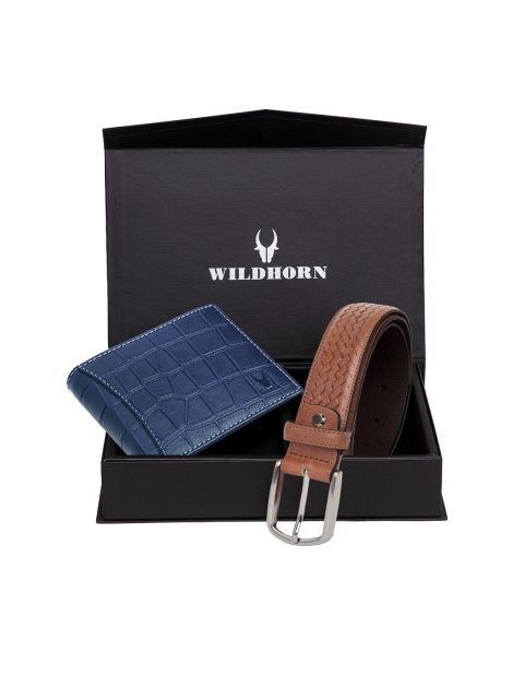 

WildHorn Men Blue & Brown Genuine Leather Accessory Gift Set