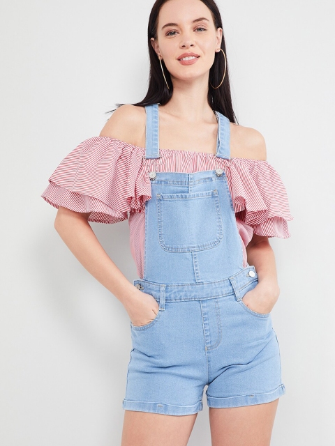 

max Women Blue Solid Dungarees