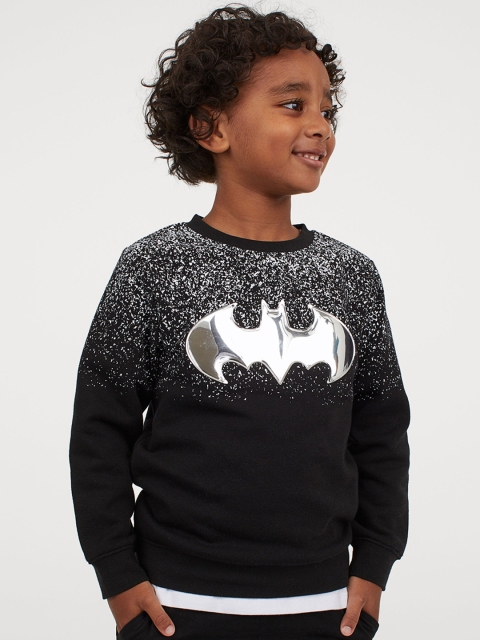 

H&M Boys Black & White Batman Appliqud Sweatshirt