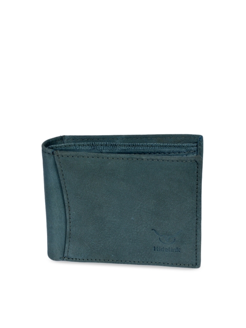 

Hidelink Men Blue Solid Two Fold Leather Wallet