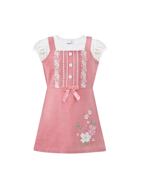 

Daffodils GIRLS WEAR Girls Pink Embroidered Fit and Flare Dress