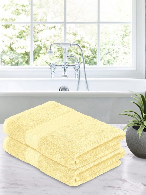 

Story@home Unisex Set Of 2 Yellow Solid 600 GSM Bath Towels