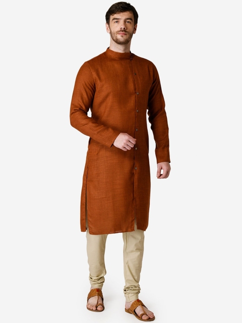

TABARD Men Brown Solid Straight Kurta