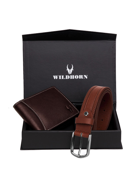 

WildHorn Men Brown RFID Protected Genuine Leather Accessory Gift Set