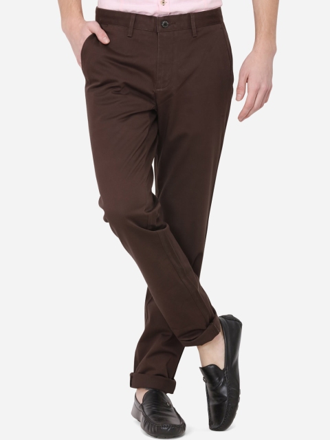 

JADE BLUE Men Brown Slim Fit Solid Chinos