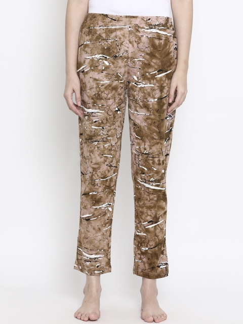 

Clovia Women Brown & White Tie-Dye Print Lounge Pants