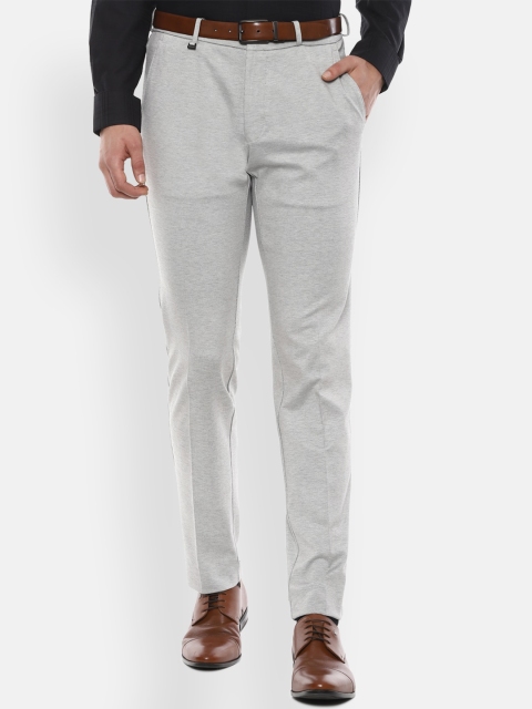 

Van Heusen Men Grey Slim Fit Self Design Formal Trousers