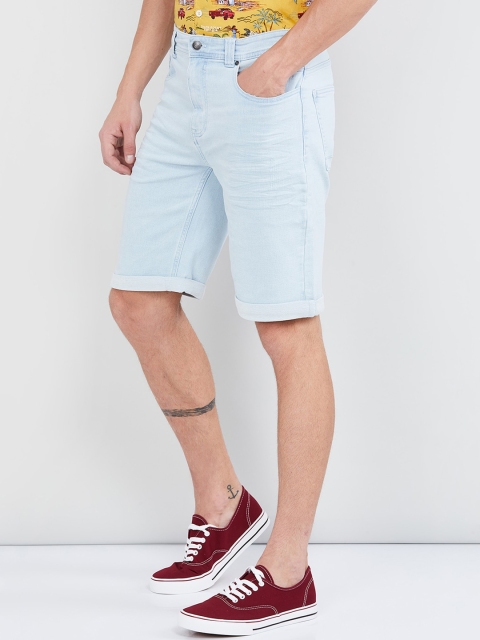 

max Men Blue Solid Regular Fit Denim Shorts
