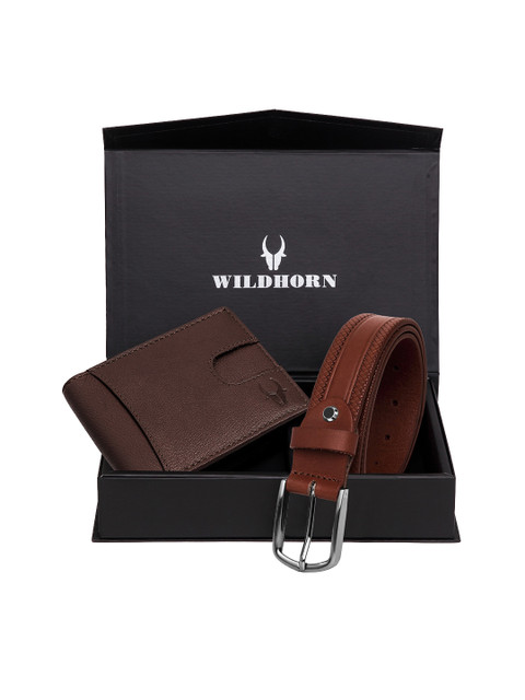 

WildHorn Men Brown RFID Protected Genuine Leather Accessory Gift Set