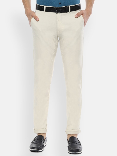 

Van Heusen Sport Men Cream-Coloured Slim Fit Solid Regular Trousers