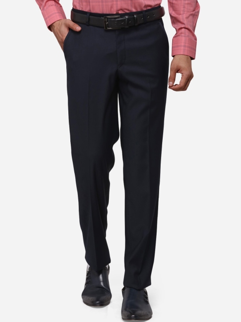 

JB STUDIO Men Navy Blue Slim Fit Solid Formal Trousers