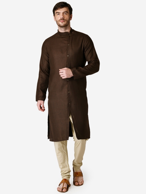 

TABARD Men Brown Solid Straight Kurta