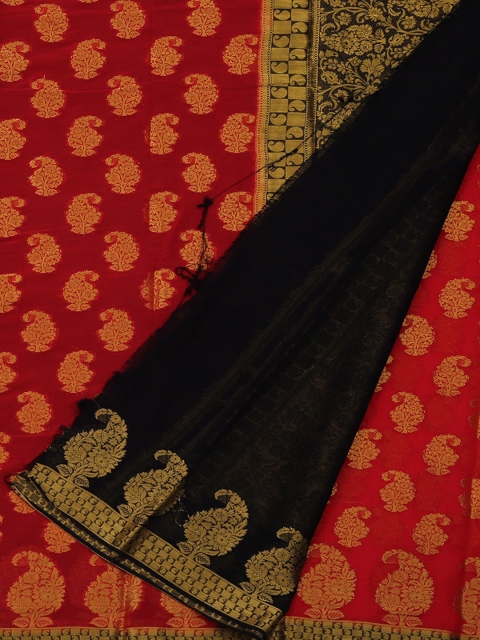 

Pothys Red & Black Poly Georgette Woven Design Saree