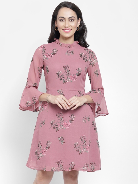 

NIXX Women Pink Floral Printed Fit and Flare Dress