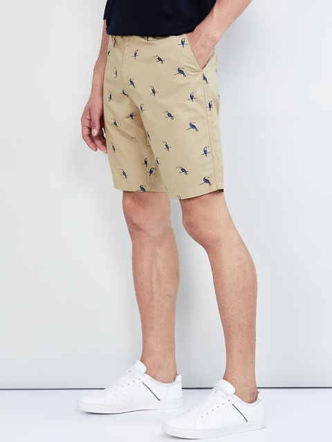 

max Men Khaki Printed Regular Shorts