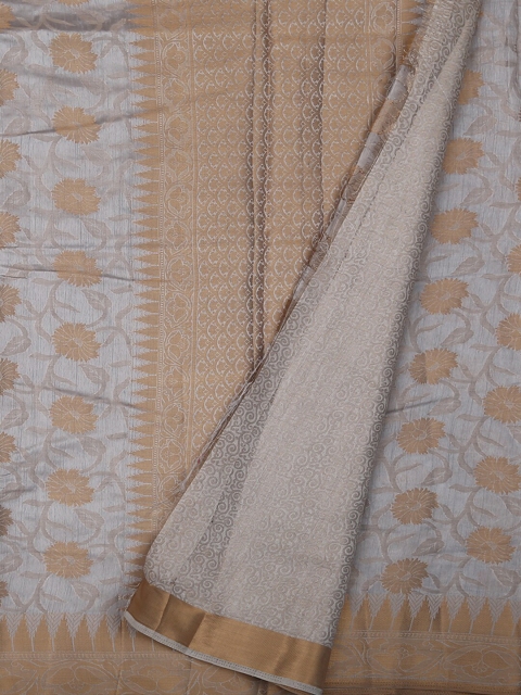 

Pothys Grey Printed Jute Silk Saree