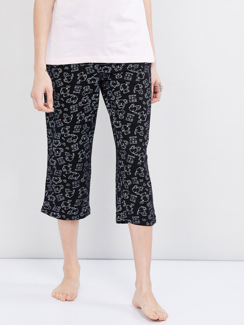 

max Women Black & White Printed Lounge Capris