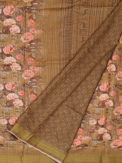 

Pothys Green & Pink Jute Silk Printed Saree