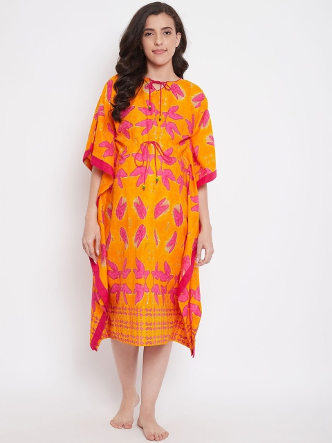 

The Kaftan Company Orange Printed Maternity Nightdress