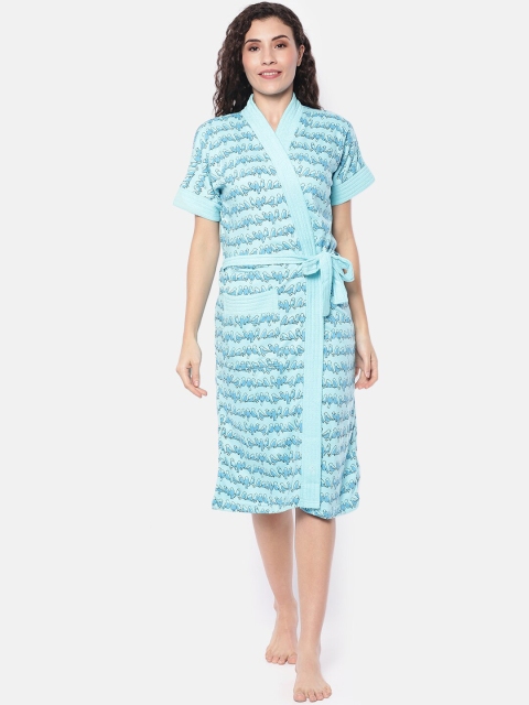 

Red Rose Women Blue Printed Bath Robe