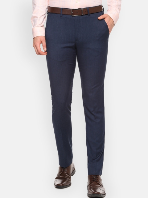 

Louis Philippe Men Navy Blue Slim Fit Solid Formal Trousers