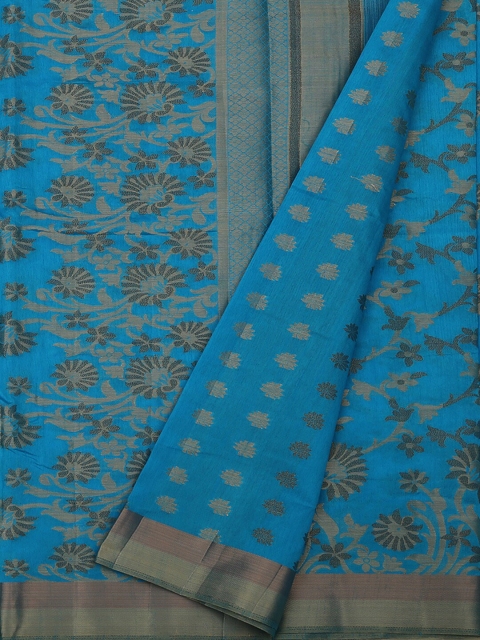 

Pothys Blue & Grey Jute Silk Woven Design Saree