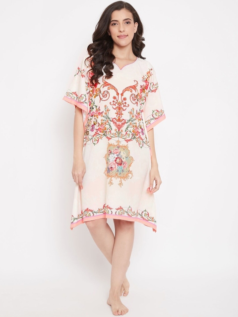 

The Kaftan Company Beige Printed Nightdress