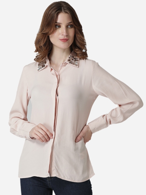 

LABEL REGALIA Women Pink Solid Shirt Style Top