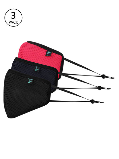 

THE BEAR HOUSE Men 3 Pcs Solid 6-Ply Anti-Pollution Reusable Protective Outdoor Masks, Black