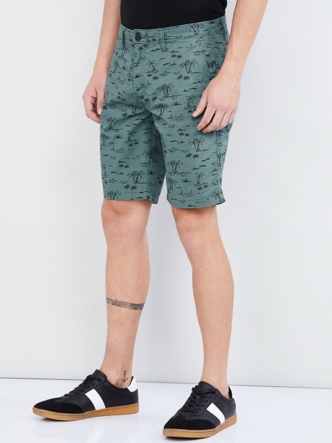 

max Men Blue Printed Regular Fit Regular Shorts