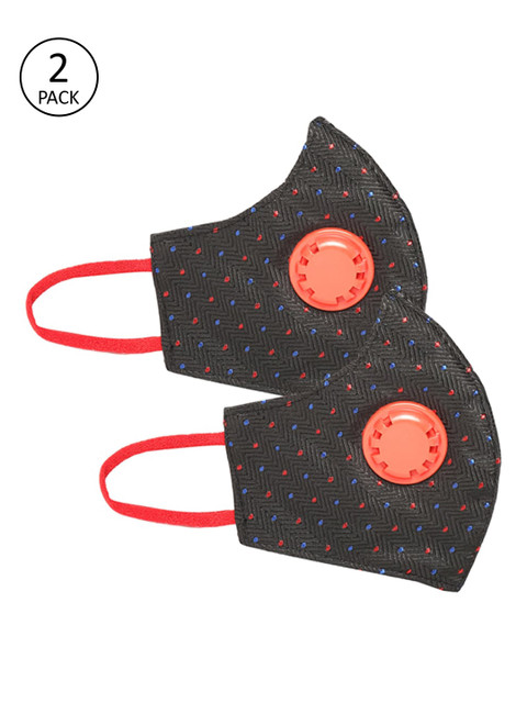 

LUXURAZI Adults Black Printed Pack of 2 Reusable 5-Ply Outdoor Masks