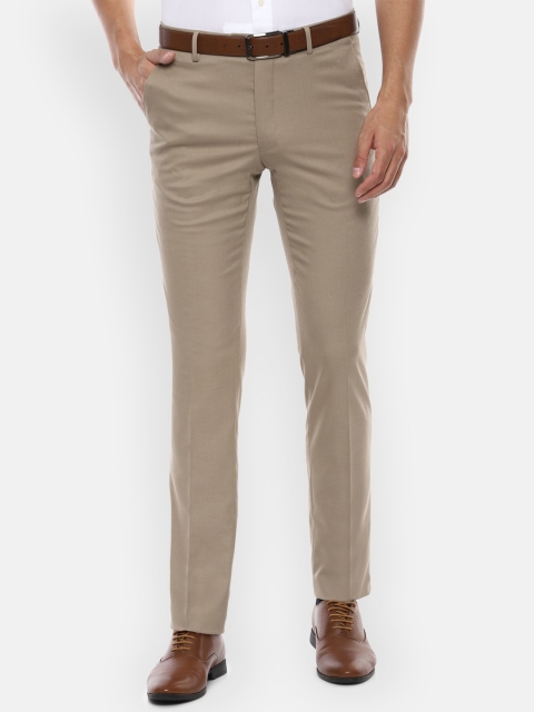 

Van Heusen Men Beige Slim Fit Self Design Formal Trousers