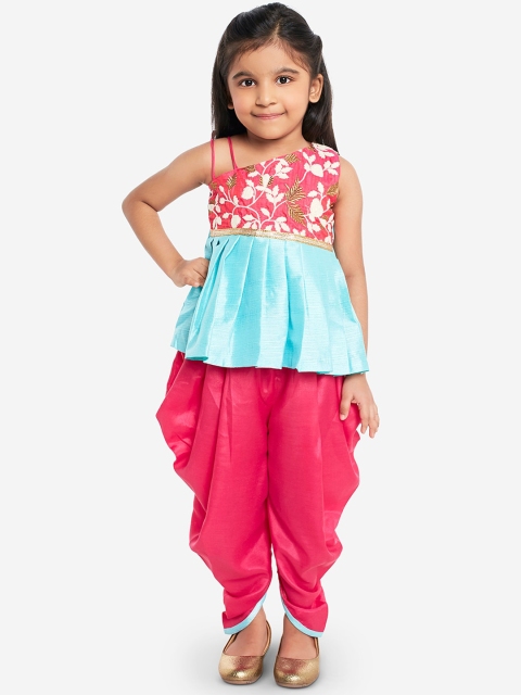 

KID1 Girls Pink & Blue Printed Kurti with Dhoti Pants