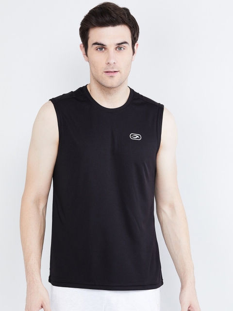 max Men Black Solid Round Neck T-shirt