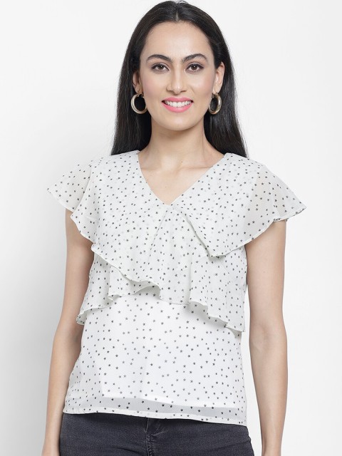 

NIXX Women Off-White Printed Wrap Top