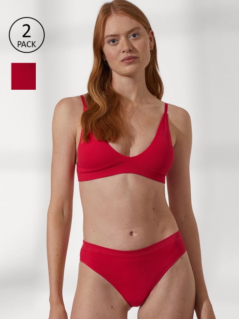 

H&M Women Red 2-Pack Brazilian Briefs 0926836001