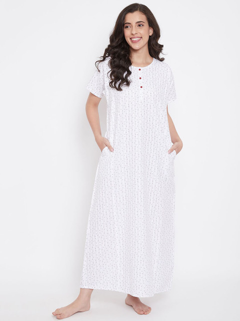 

The Kaftan Company White Printed Nightdress
