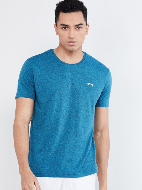 

max Men Blue Solid Round Neck T-shirt