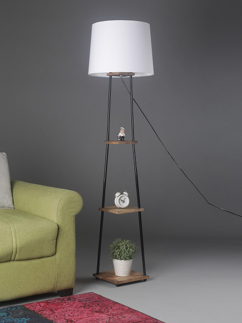 

SANDED EDGE White & Black Solid Contemporary Shelf Lamp