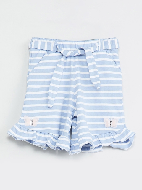 

max Girls White Striped Regular Fit Regular Shorts