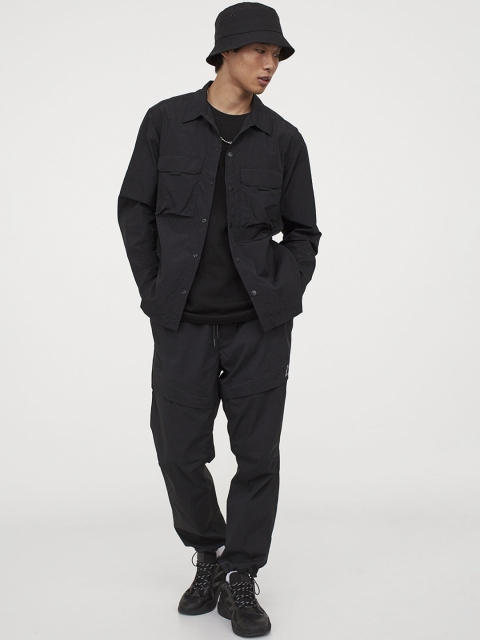 

H&M Men Black Solid Nylon Shacket