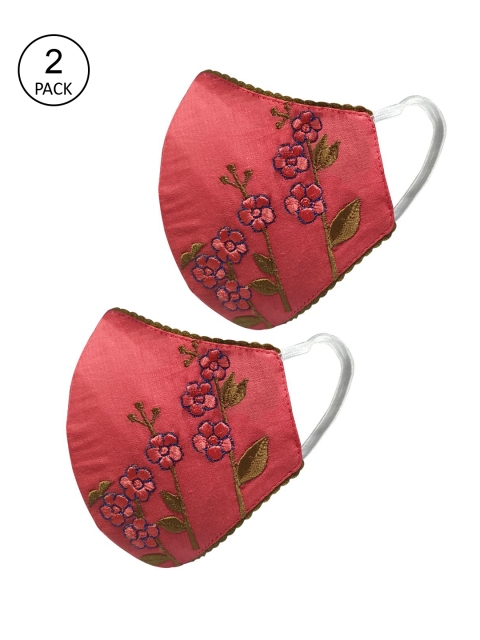 

nestroots Pack of 2 Pcs Red & Blue Reusable 2-Ply Cloth Masks
